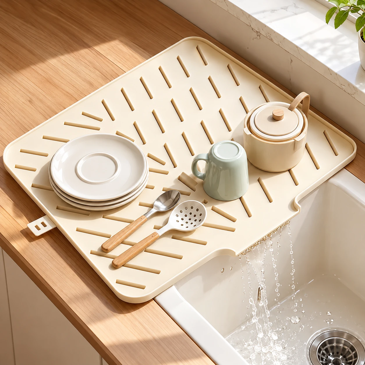 Sloped draining mat
