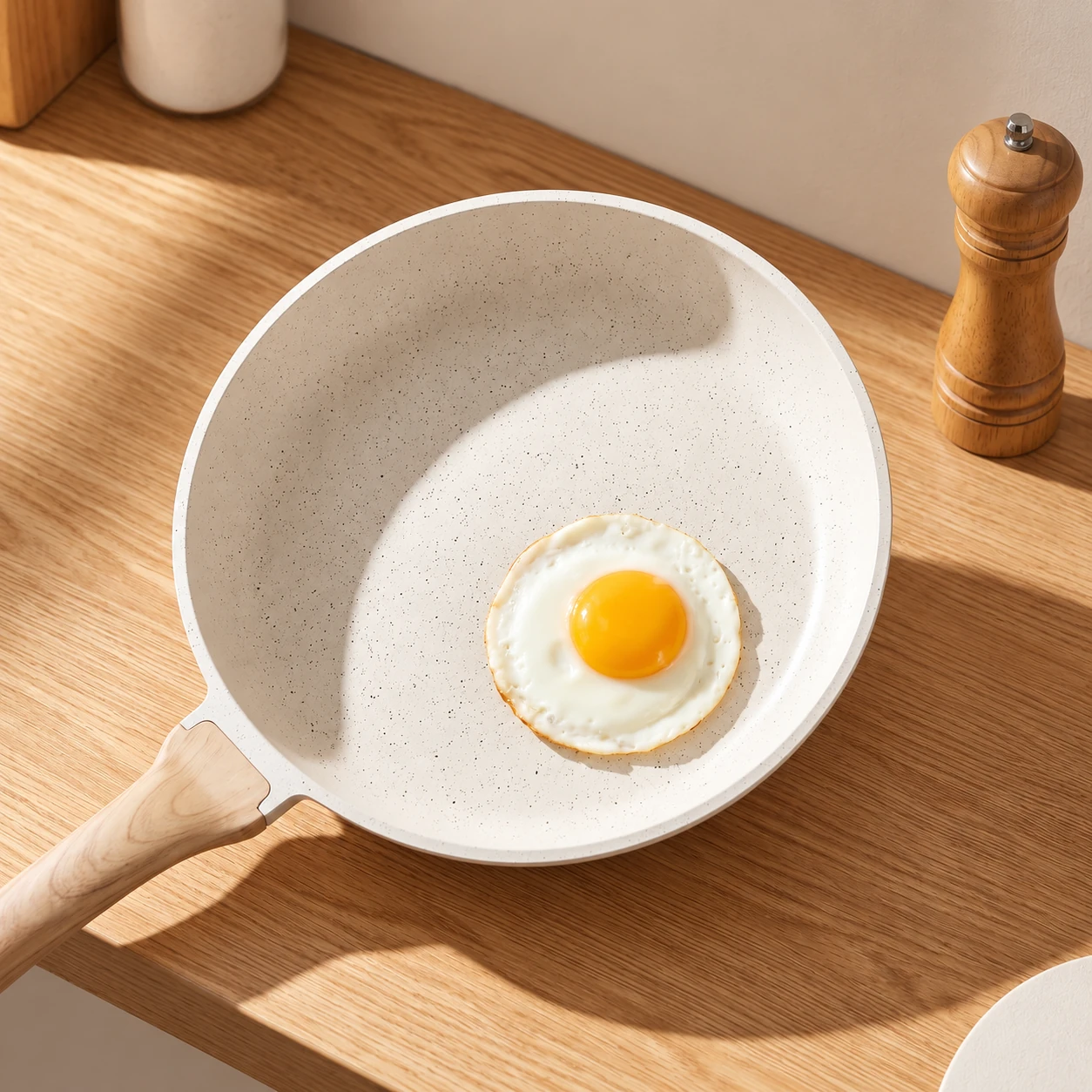 Ivory frying pan in use