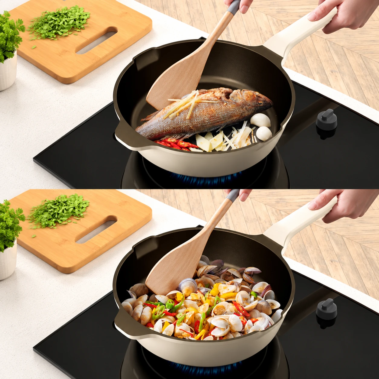From pan cooking to a deeper dish.