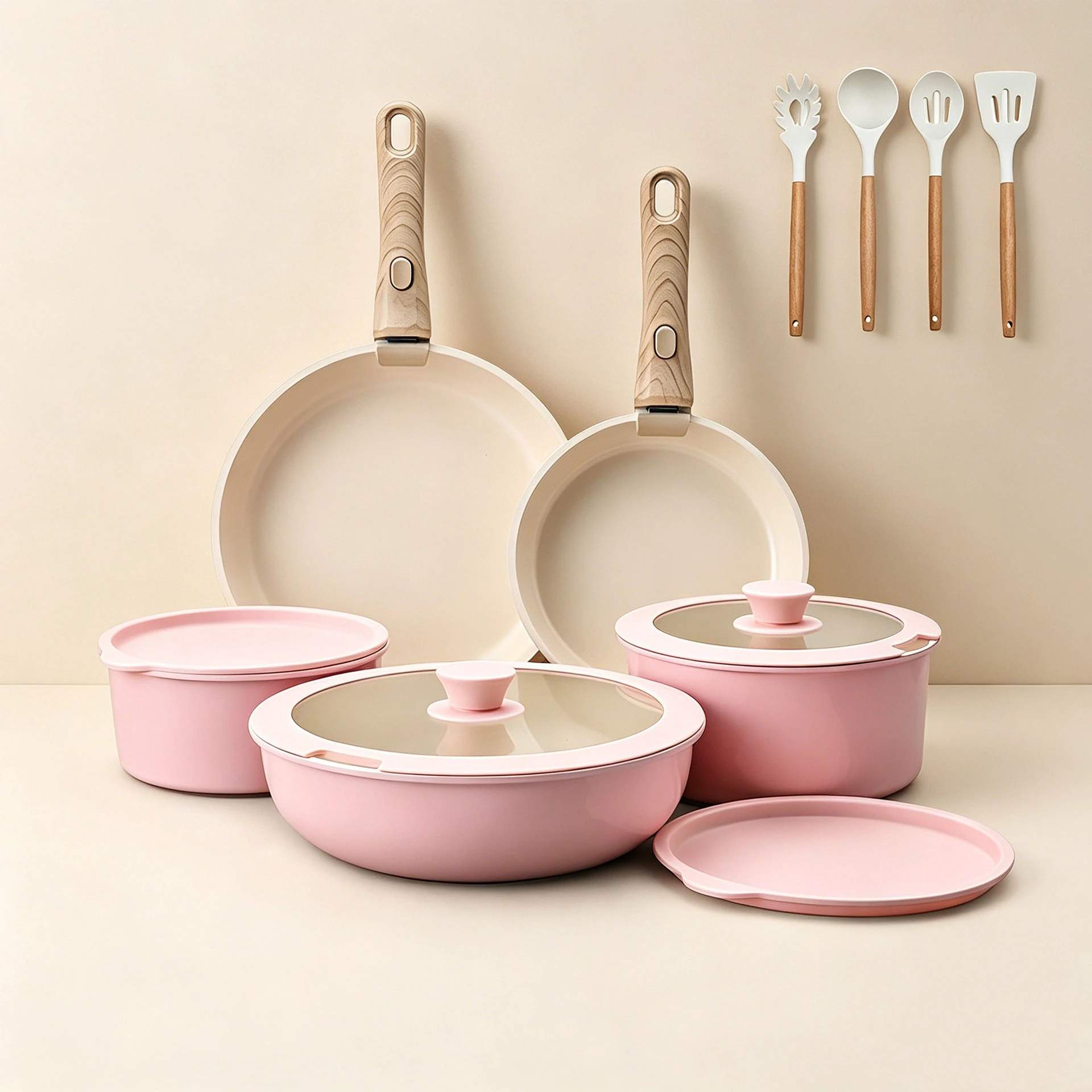Pink detachable cookware