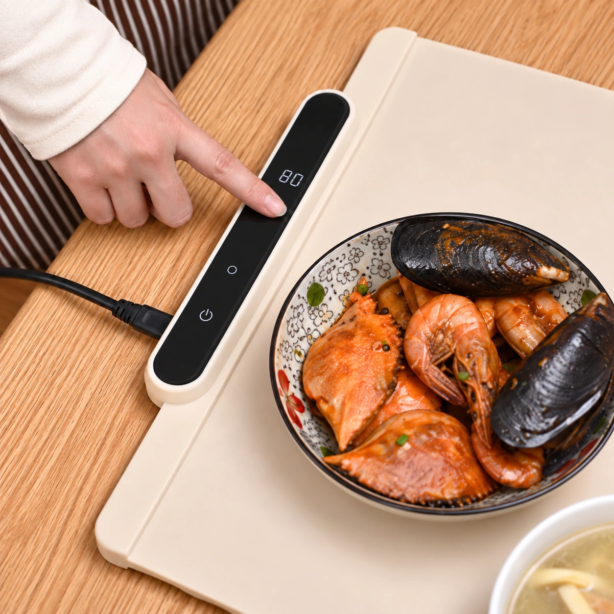 Simple-control warming mat display and touch panel